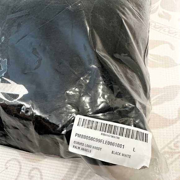 Palm Angels Curved Logo Hoodie in Black/White size L - Picture 14 of 16